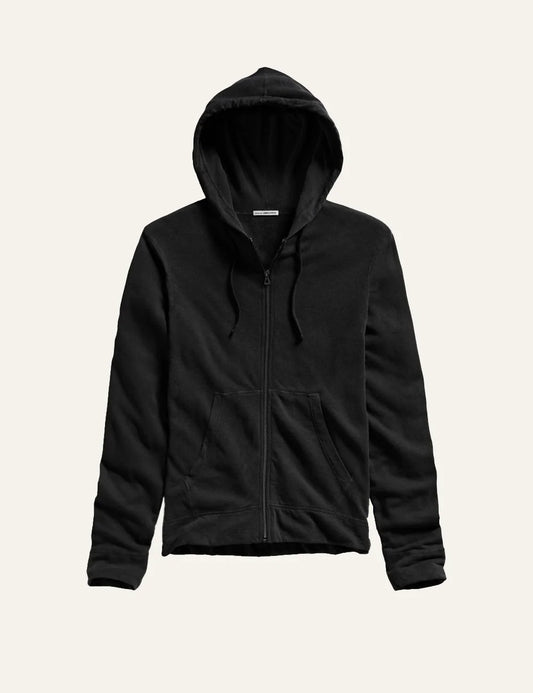 James Perse men's black cotton zip-up hoodie