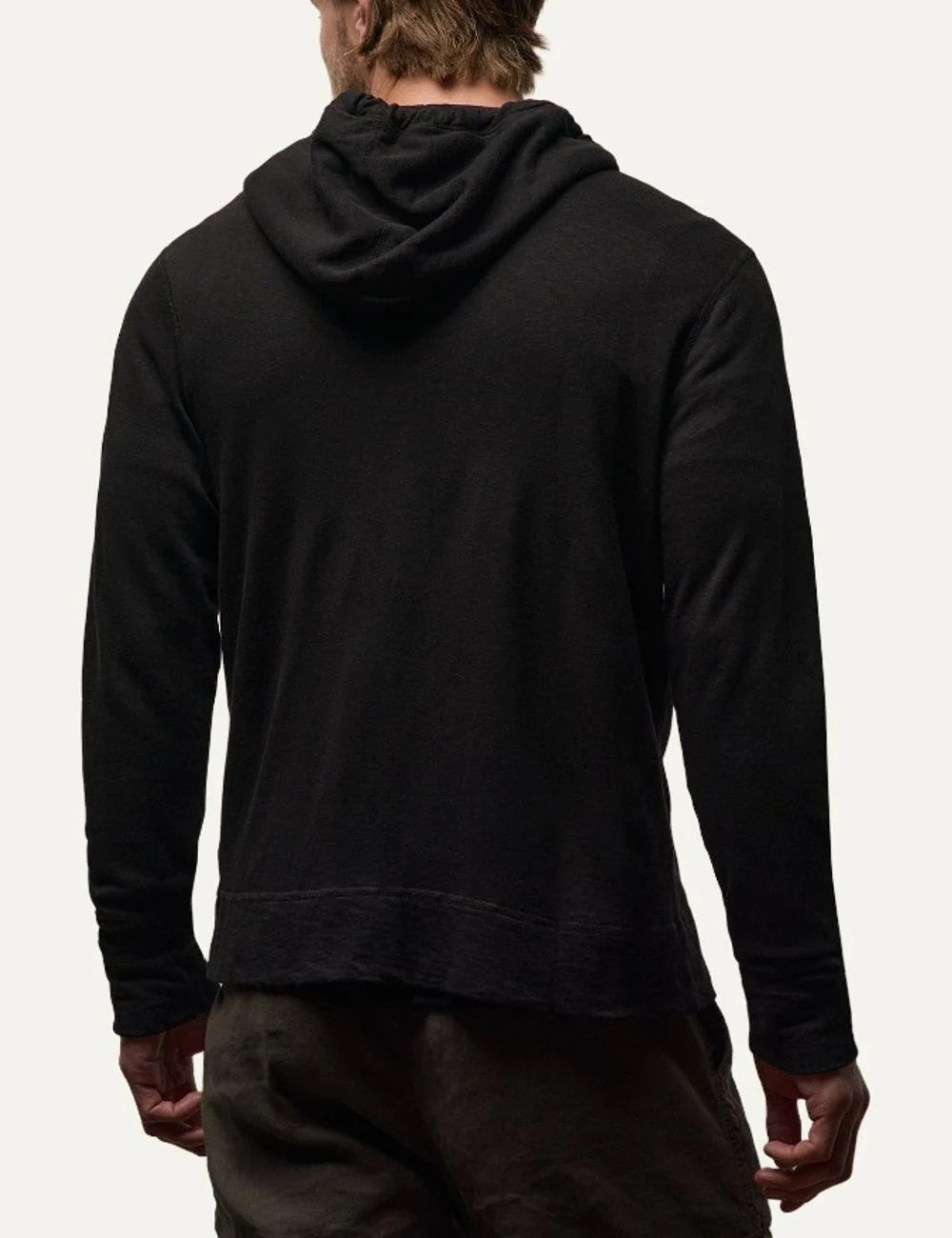 James Perse men's black cotton zip-up hoodie back