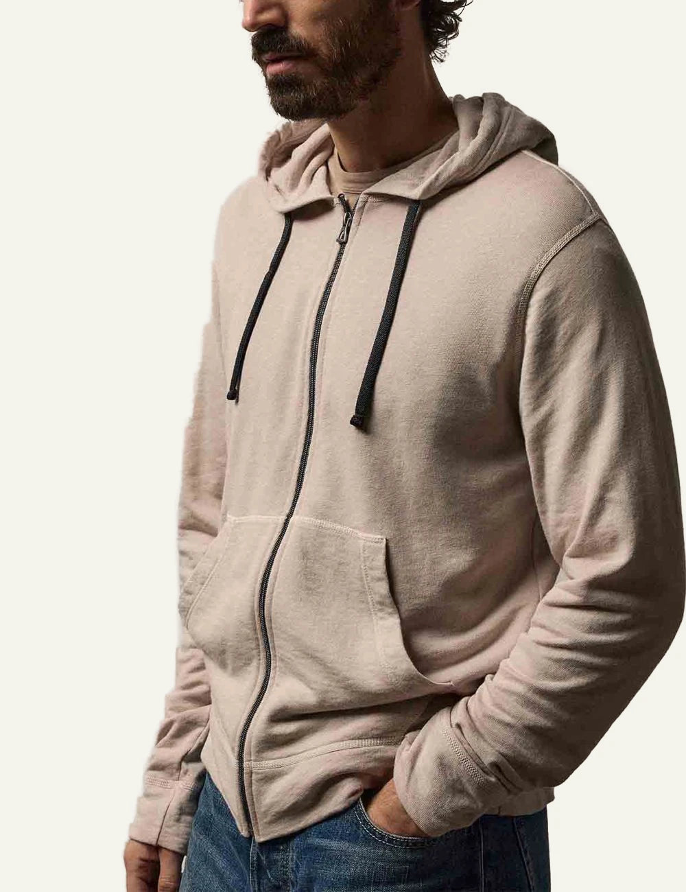James Perse ανδρική stone zip hoodie casual lifestyle look