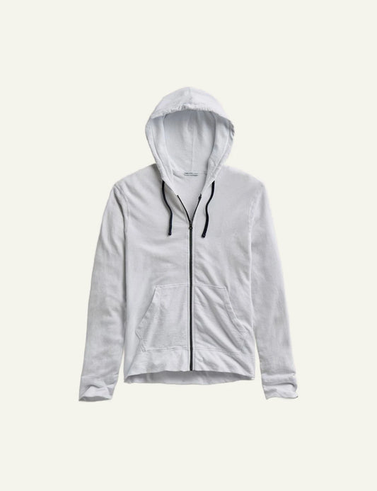 Ανδρική James Perse zip hoodie λευκή Supima cotton front view