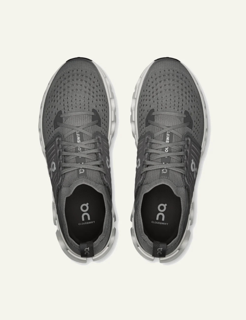 Men's On Cloudswift 4 Rock White grey running sneakers with Helion superfoam and CloudTec cushioning top