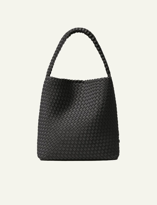 Γυναικεία Naghedi Nomad Medium Hobo Ash handwoven neoprene bag front view