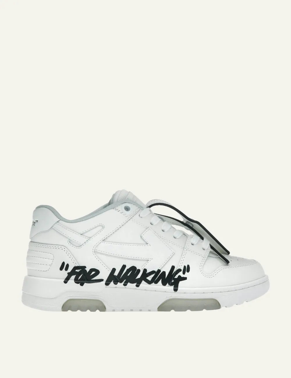 Off-White ανδρικά sneakers white leather με “For Walking” print side view