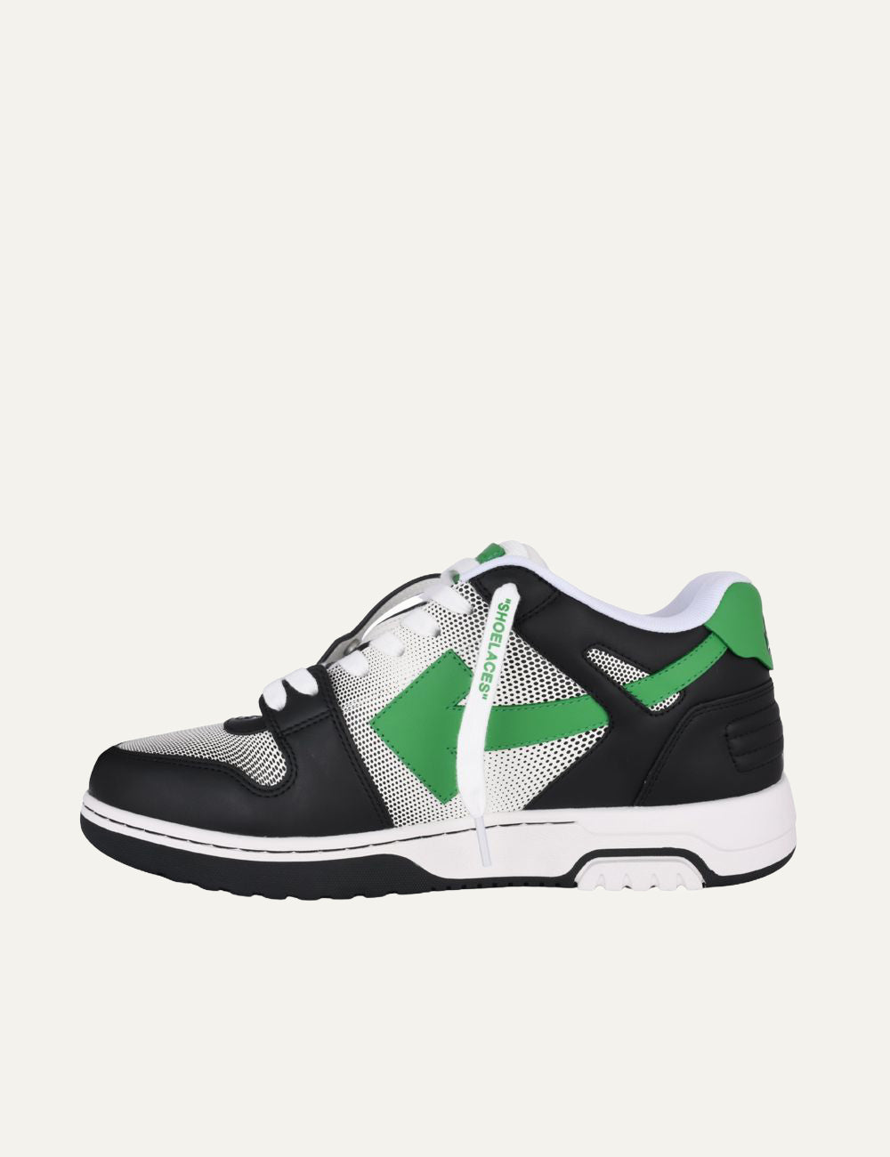 Ανδρικά Off-White sneakers black white green mesh side view