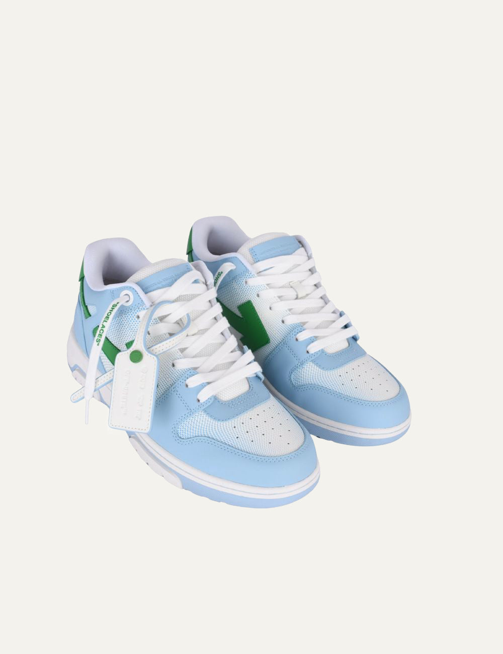 Off-White men sneakers blue green arrow logo lateral view