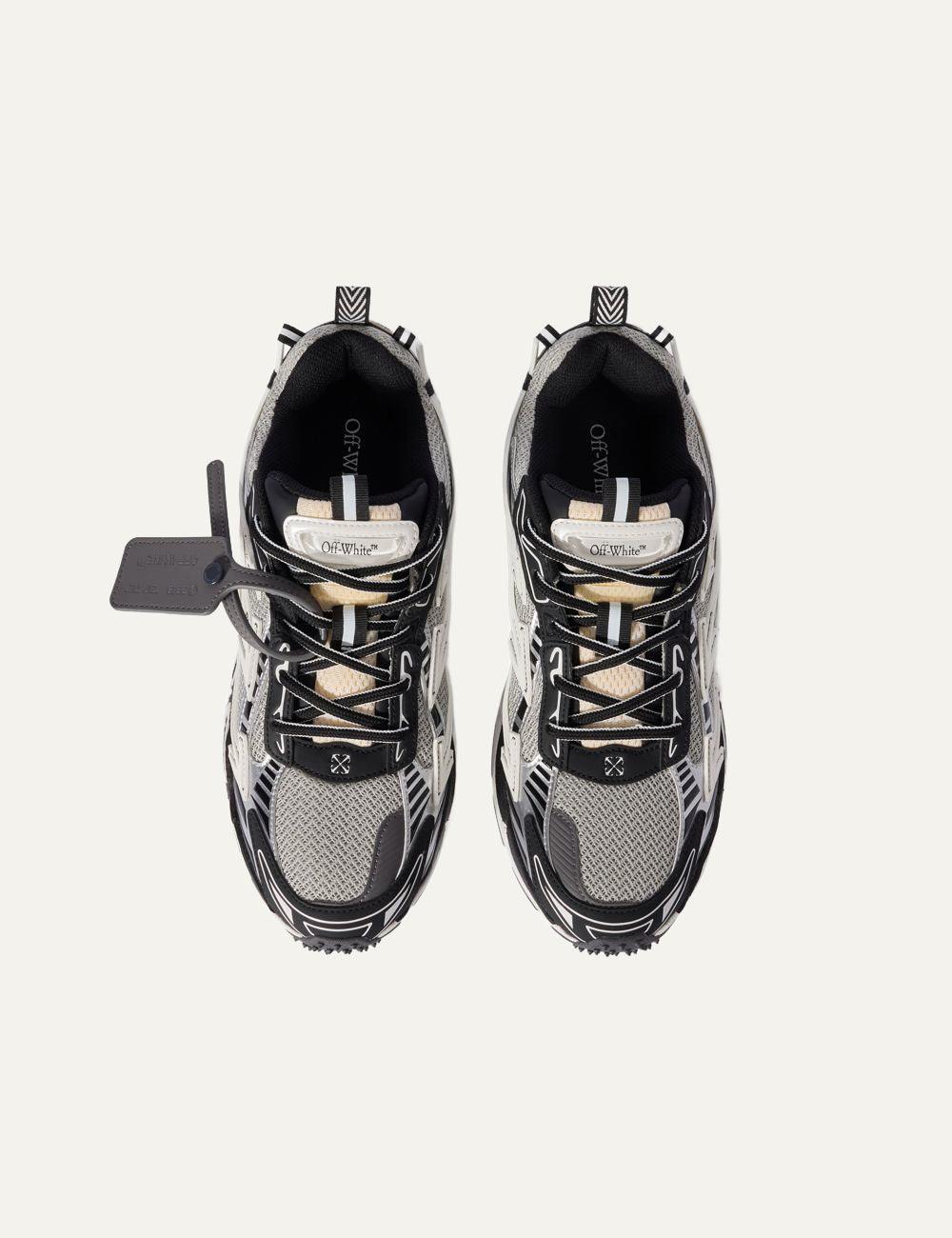 Top view Off-White ανδρικά sneakers με mesh upper και lace system