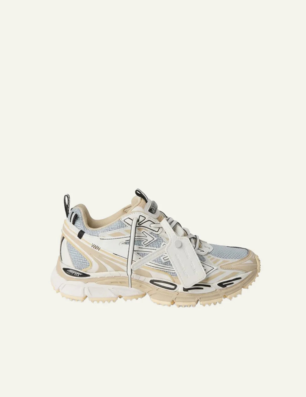 Ανδρικά Off-White sneakers beige technical mesh trail side view