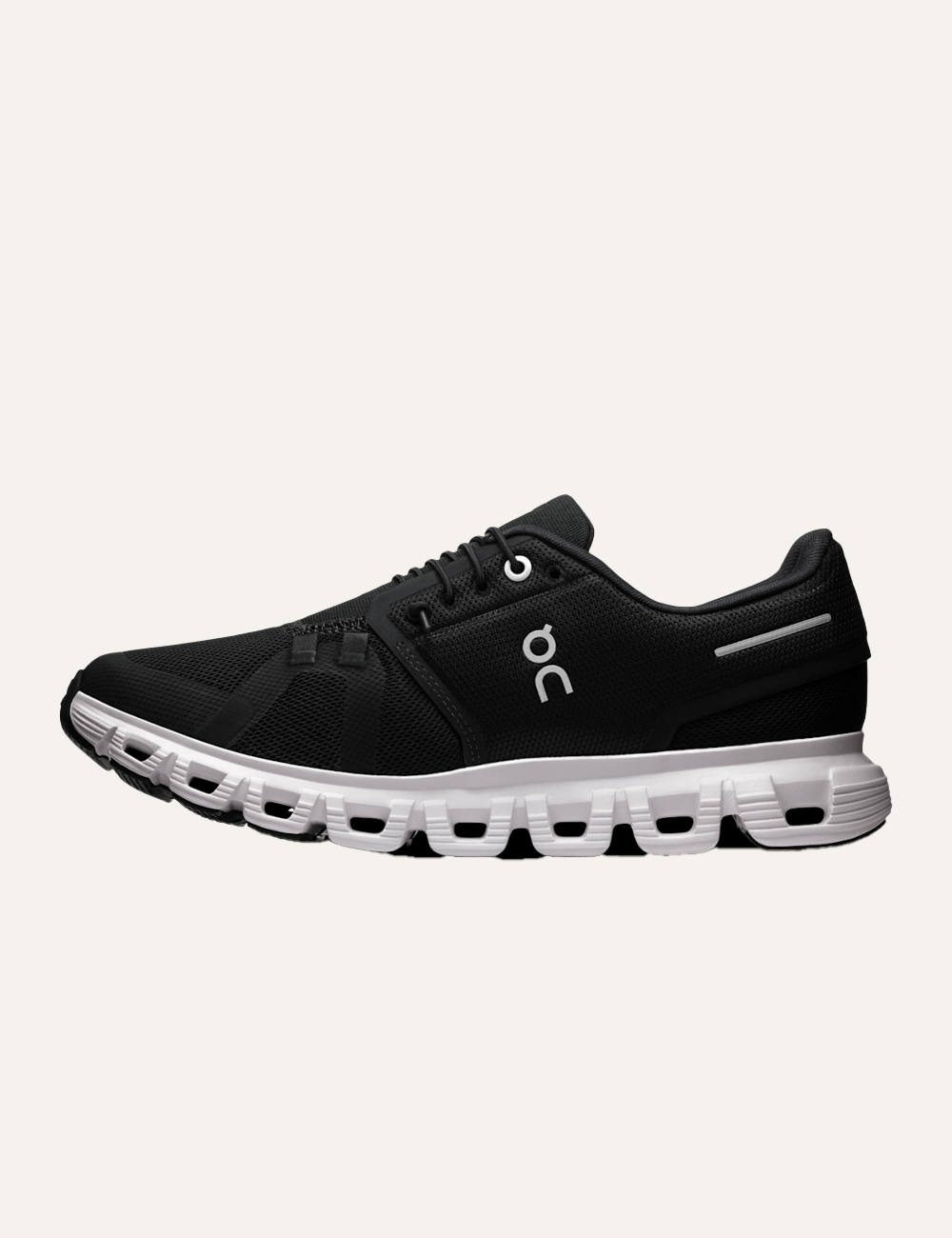 On Cloud running sneakers black side profile
