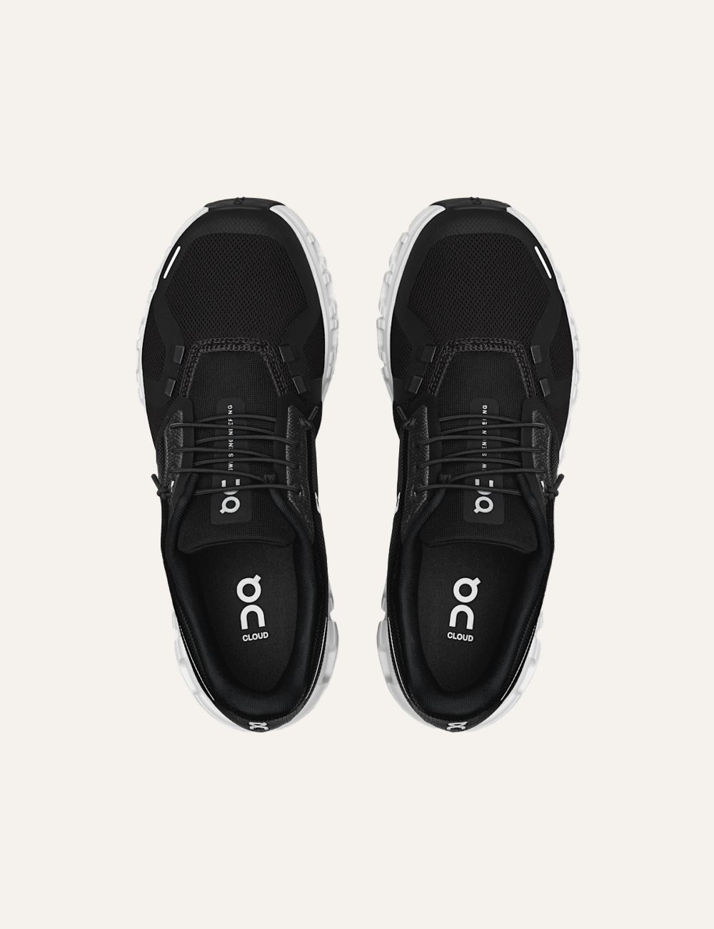 On Cloud sneakers black top view lace detail