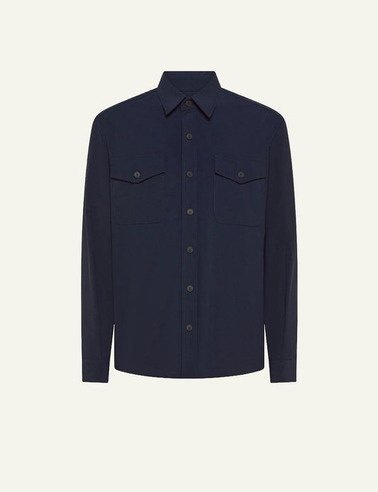 Cruna Osaka navy technical overshirt front view
