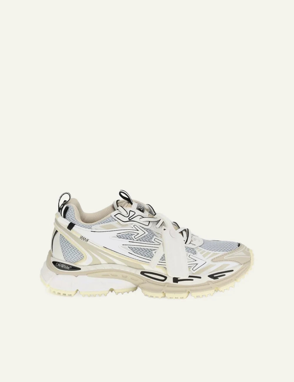 Off-White trail sneakers beige grey mesh side view chunky sole