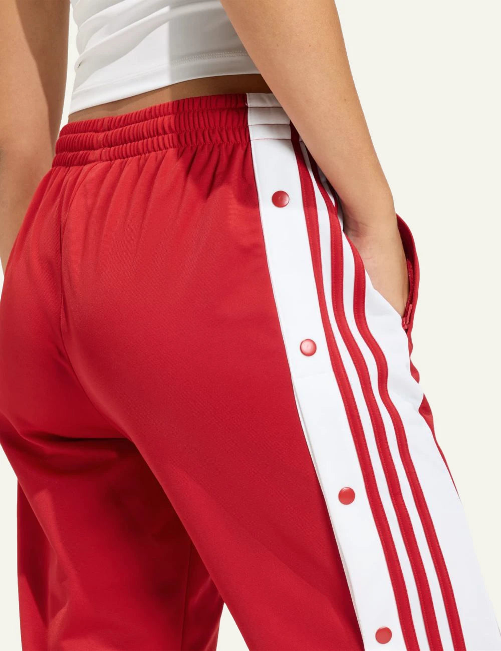 adidas adibreak red wide leg track pants better scarlet back detail view