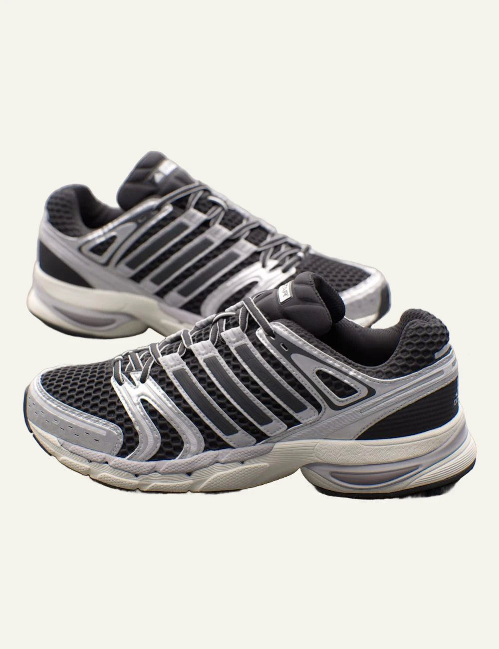 Adidas Originals sneakers core black silver metallic grey one side detail view