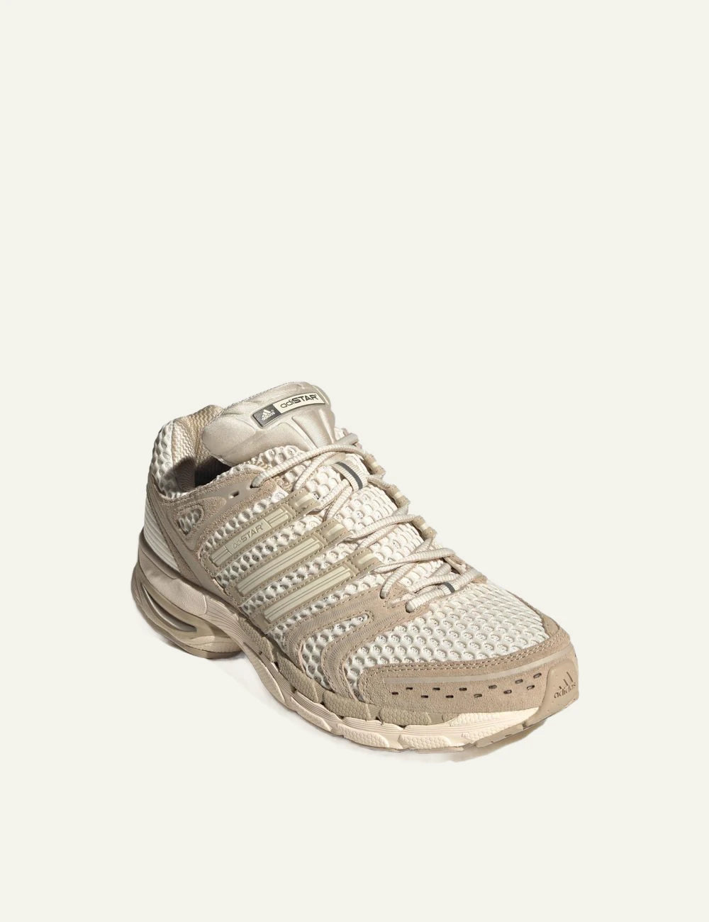 adidas Adistar Control 5 beige mesh and leather sneakers front