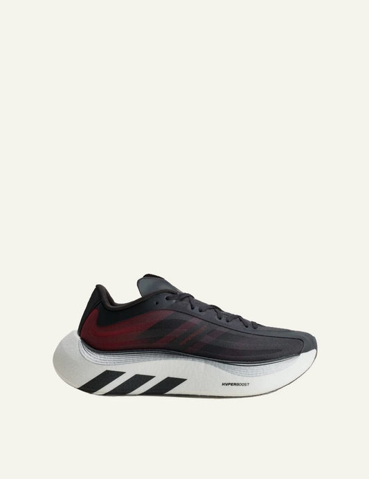 Men's Adidas Hyperboost sneakers in Core Black Solar Red and Cloud White with BOOST cushioning