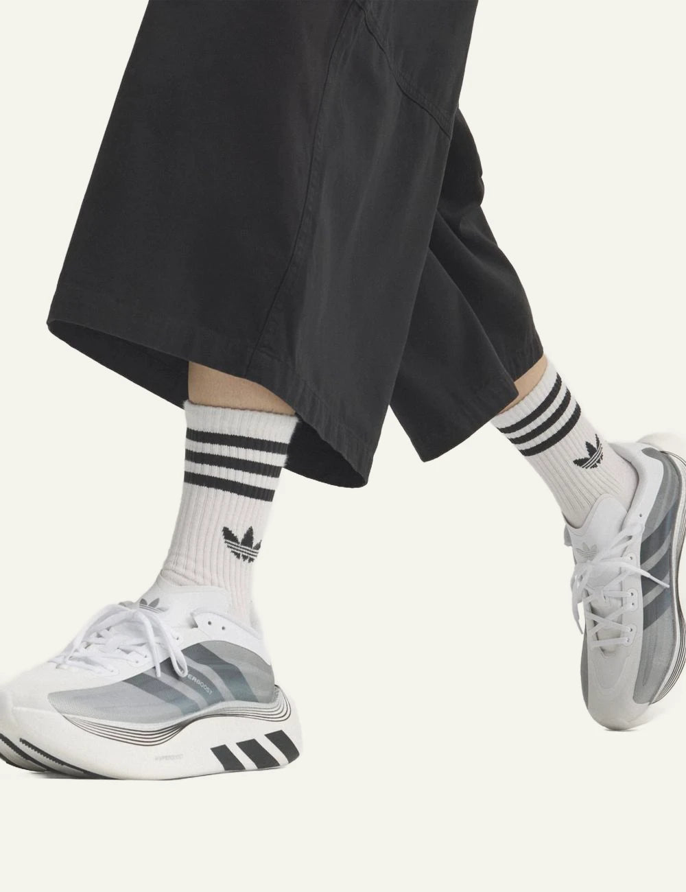Women's adidas Originals Hyperboost white and black sneakers with BOOST midsole and textile upper model