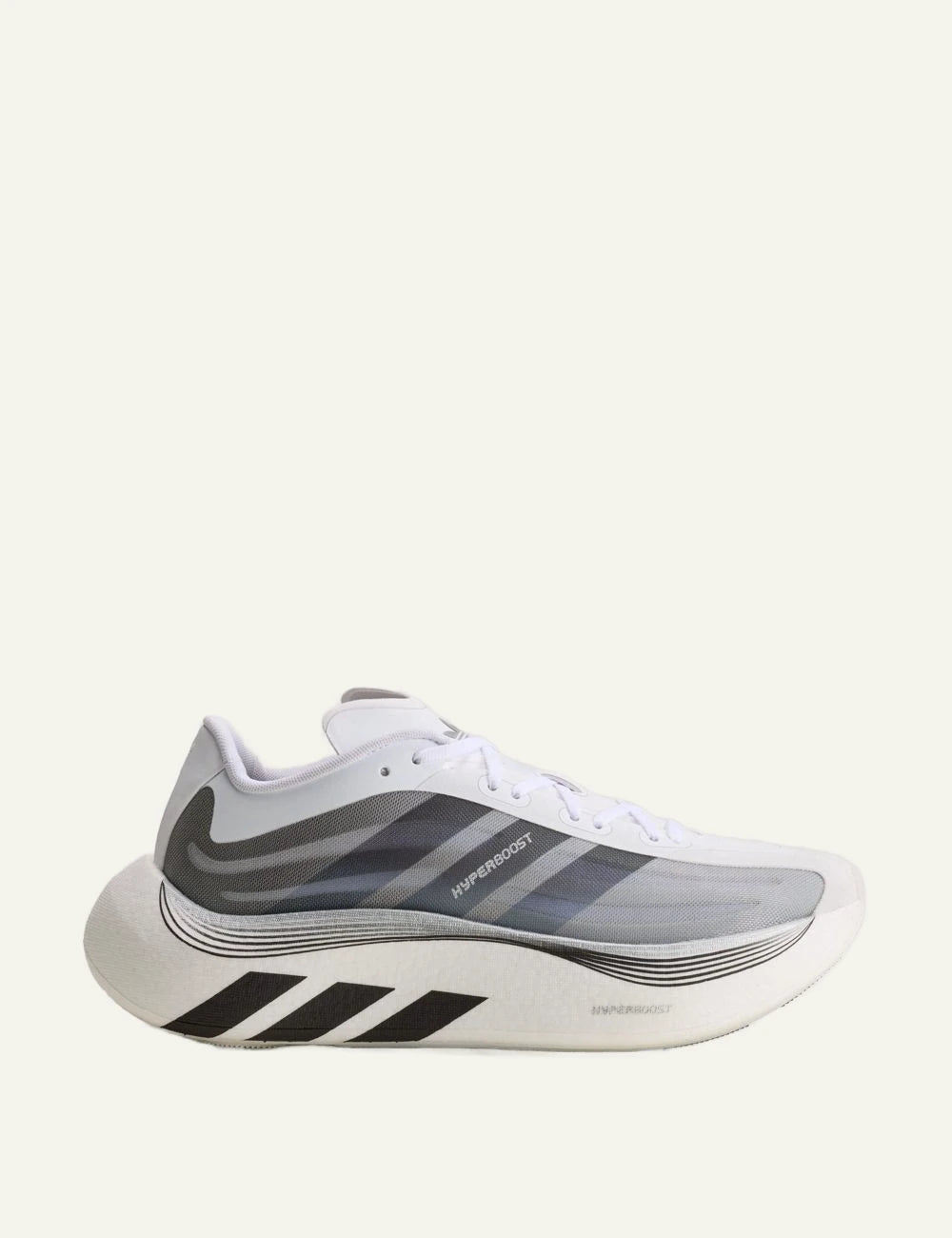 Women's adidas Originals Hyperboost white and black sneakers with BOOST midsole and textile upper