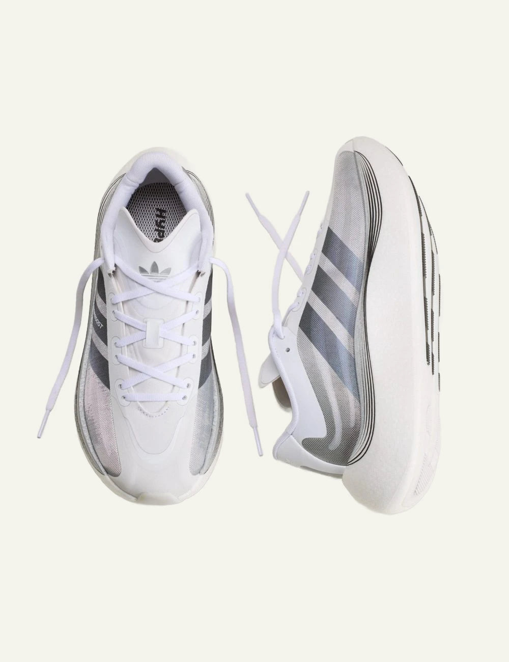 Women's adidas Originals Hyperboost white and black sneakers with BOOST midsole and textile upper top