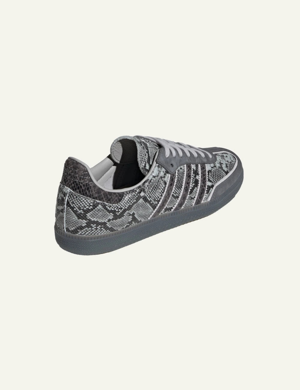 Adidas Originals Samba OG women's grey snakeskin leather sneakers back angle view