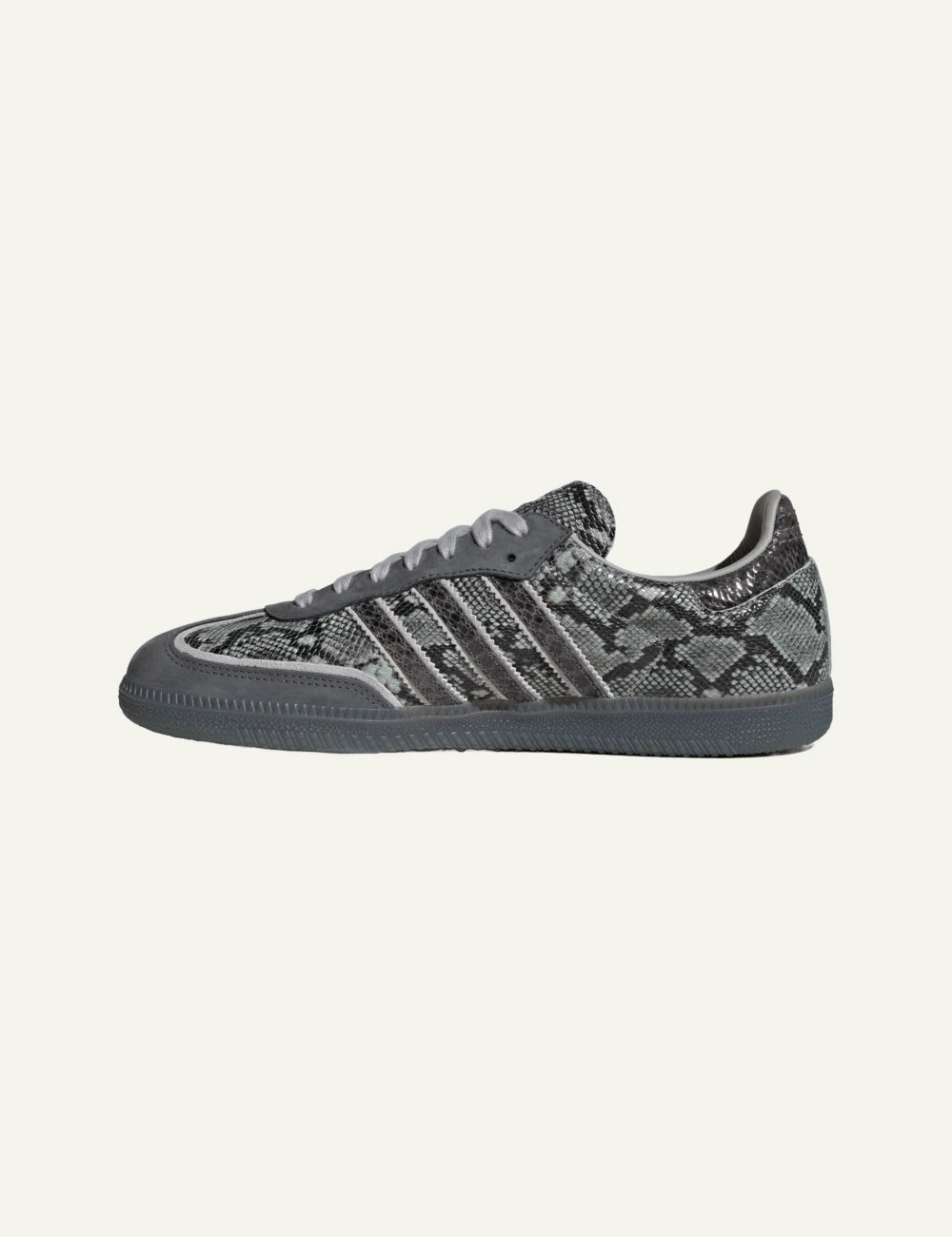 Adidas Originals Samba OG women's grey snakeskin leather sneakers opposite side view