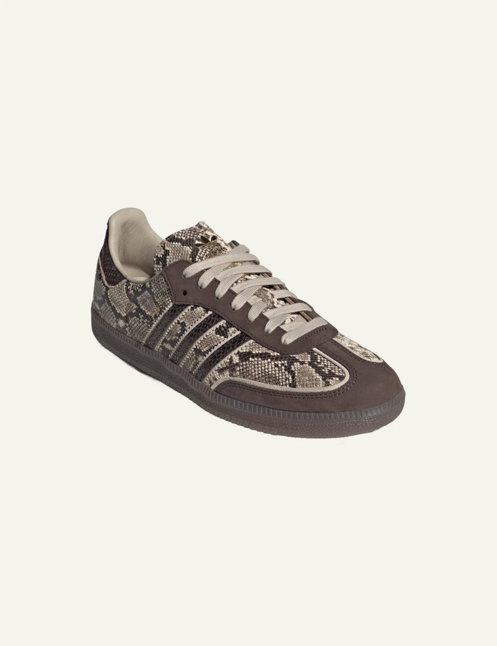 Adidas Originals Samba OG women's brown snakeskin leather sneakers fornt angle view