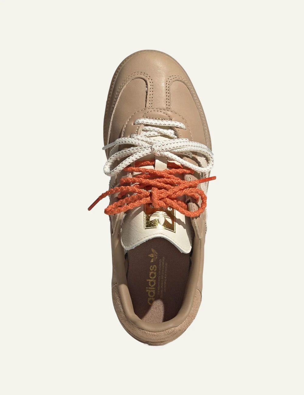 Women's adidas Originals Samba OG sneakers in beige leather with cream stripes and gum rubber sole top