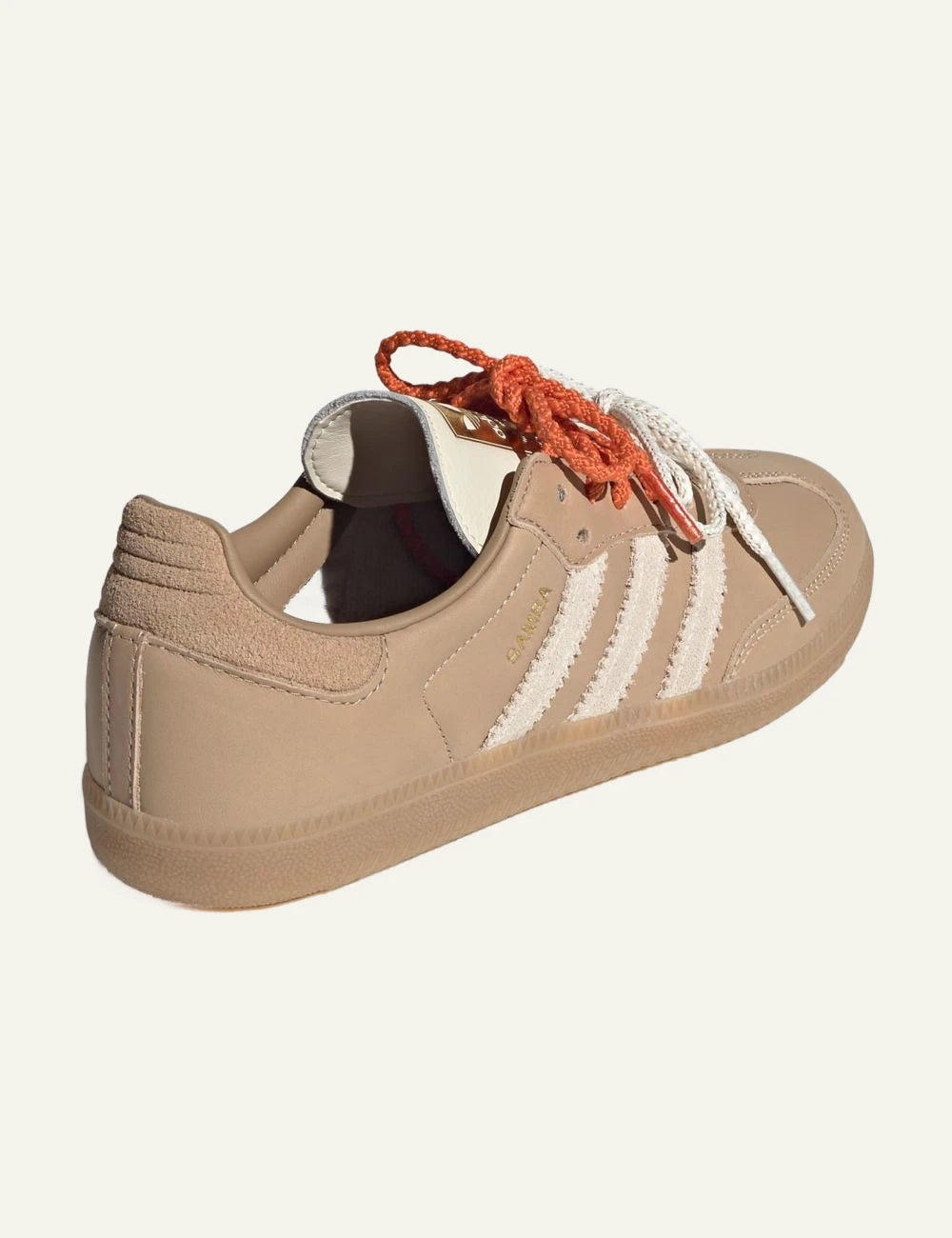 Women's adidas Originals Samba OG sneakers in beige leather with cream stripes and gum rubber sole back