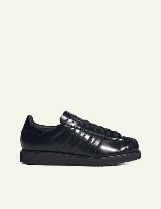 Women's adidas Originals Superstar Lux black leather sneakers with shell toe and platform-inspired sole
