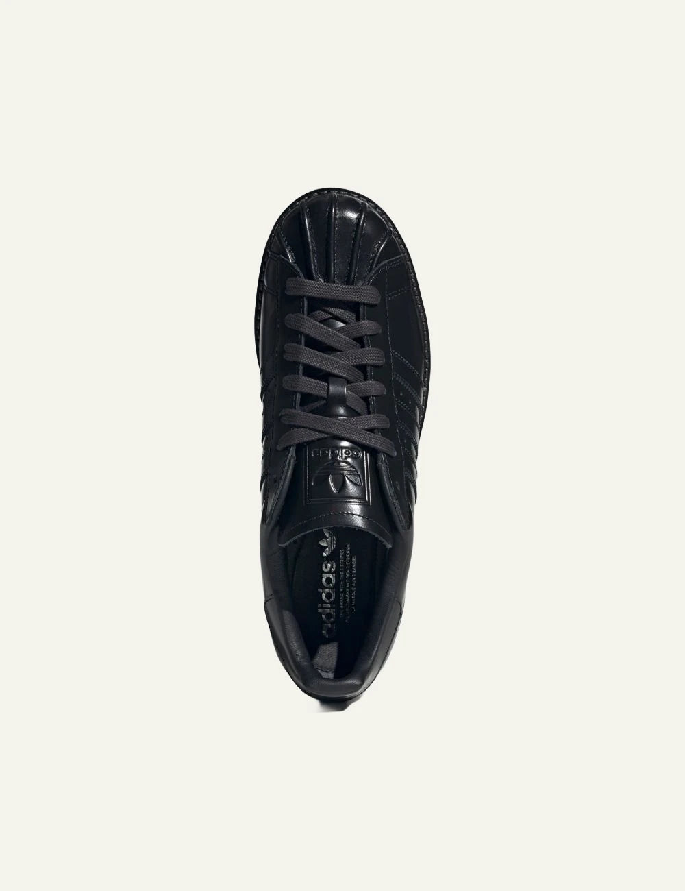 Women's adidas Originals Superstar Lux black leather sneakers with shell toe and platform-inspired sole top