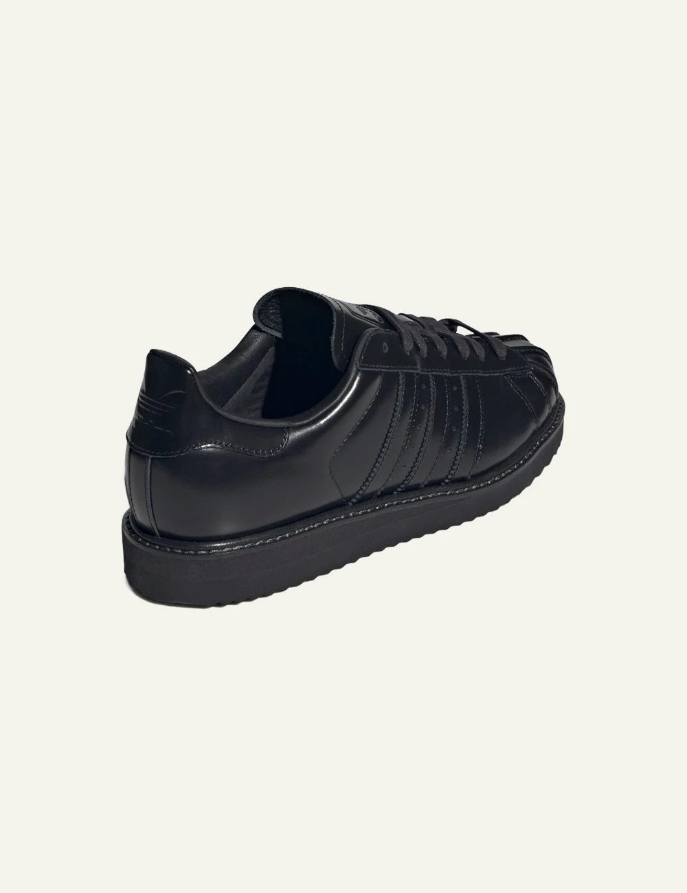 Women's adidas Originals Superstar Lux black leather sneakers with shell toe and platform-inspired sole back