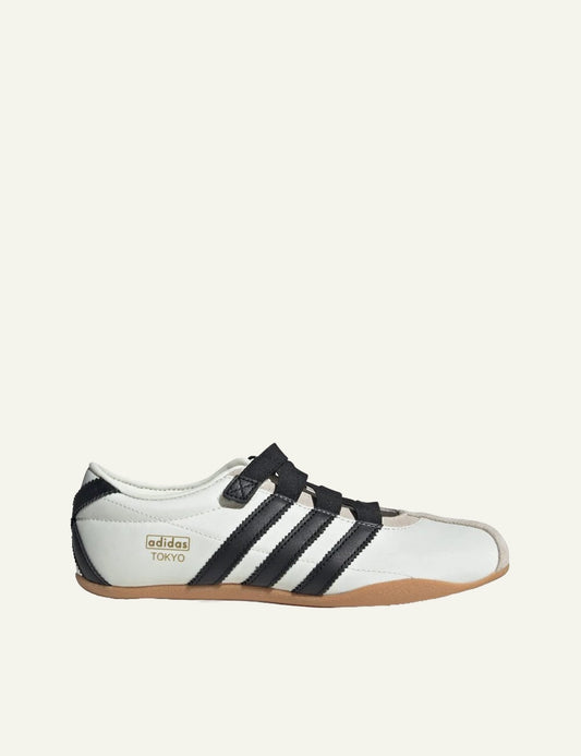 Women's Adidas Originals Tokyo Mary Jane ballet flats in off white and black with gum sole