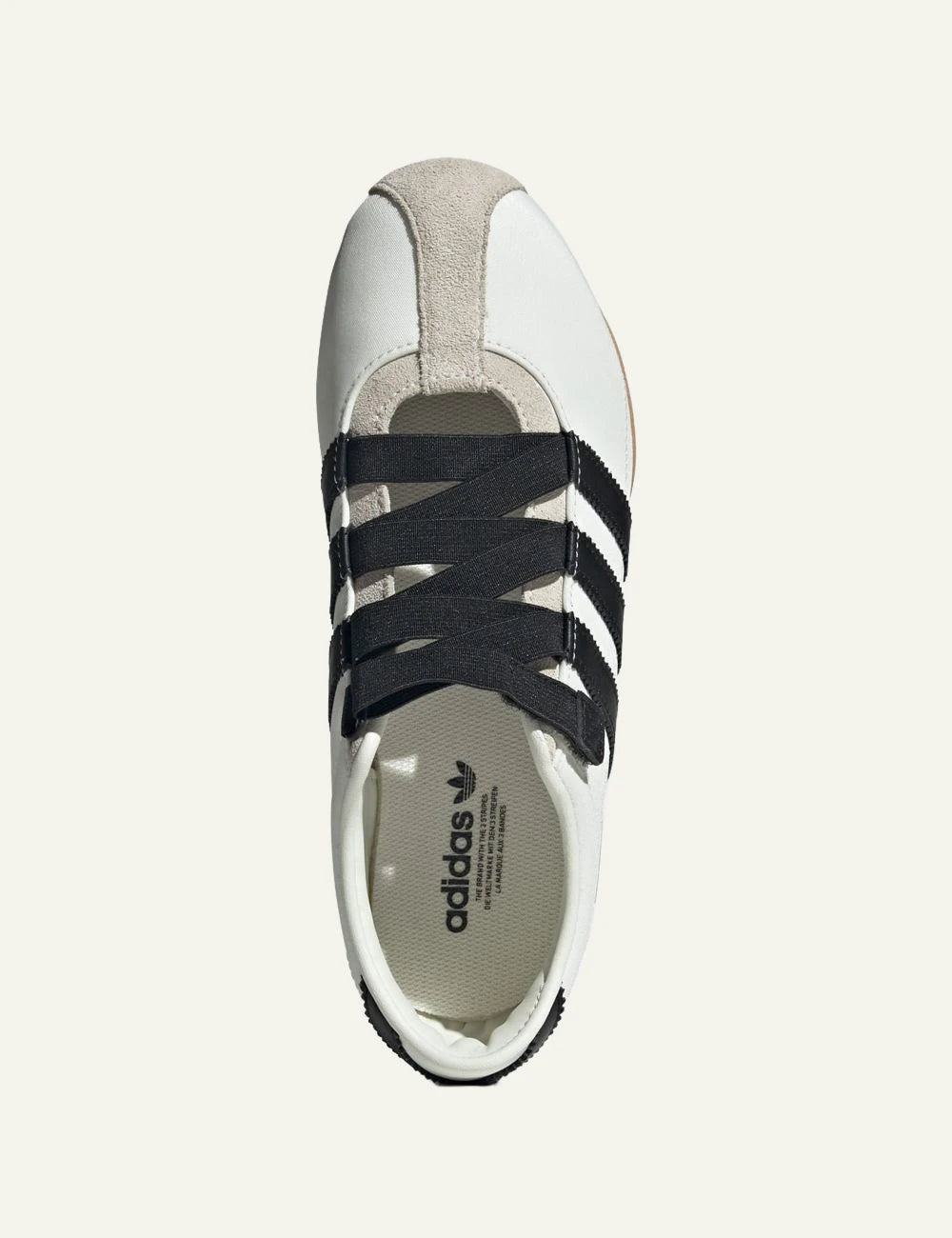 Women's Adidas Originals Tokyo Mary Jane ballet flats in off white and black with gum sole top