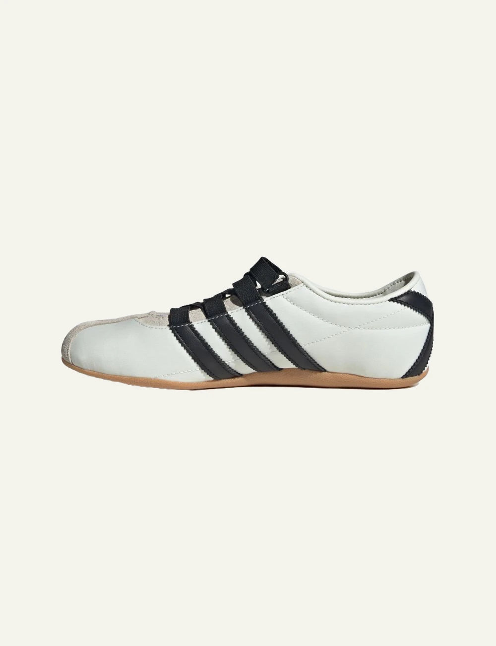 Women's Adidas Originals Tokyo Mary Jane ballet flats in off white and black with gum sole profile