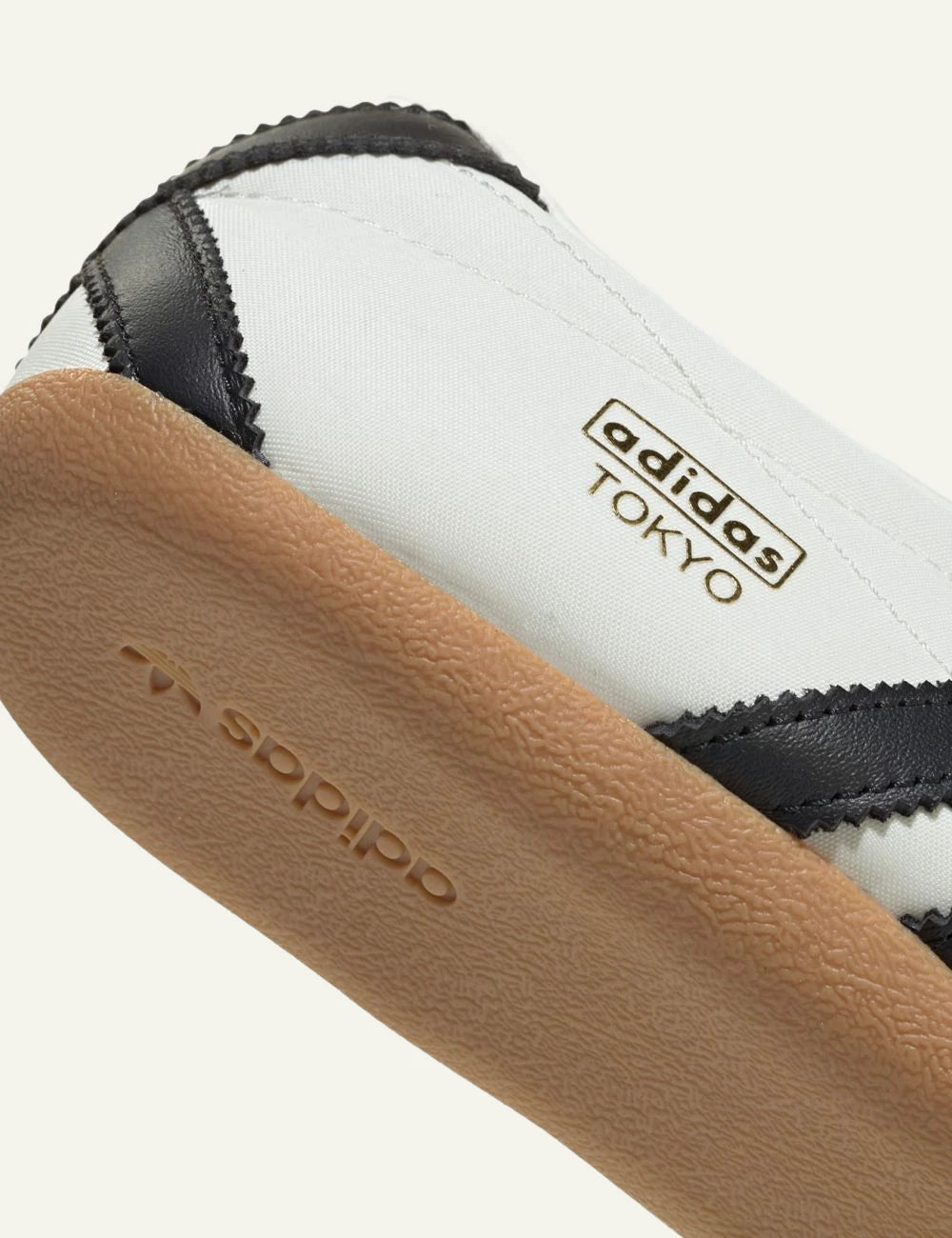 Women's Adidas Originals Tokyo Mary Jane ballet flats in off white and black with gum sole side detail