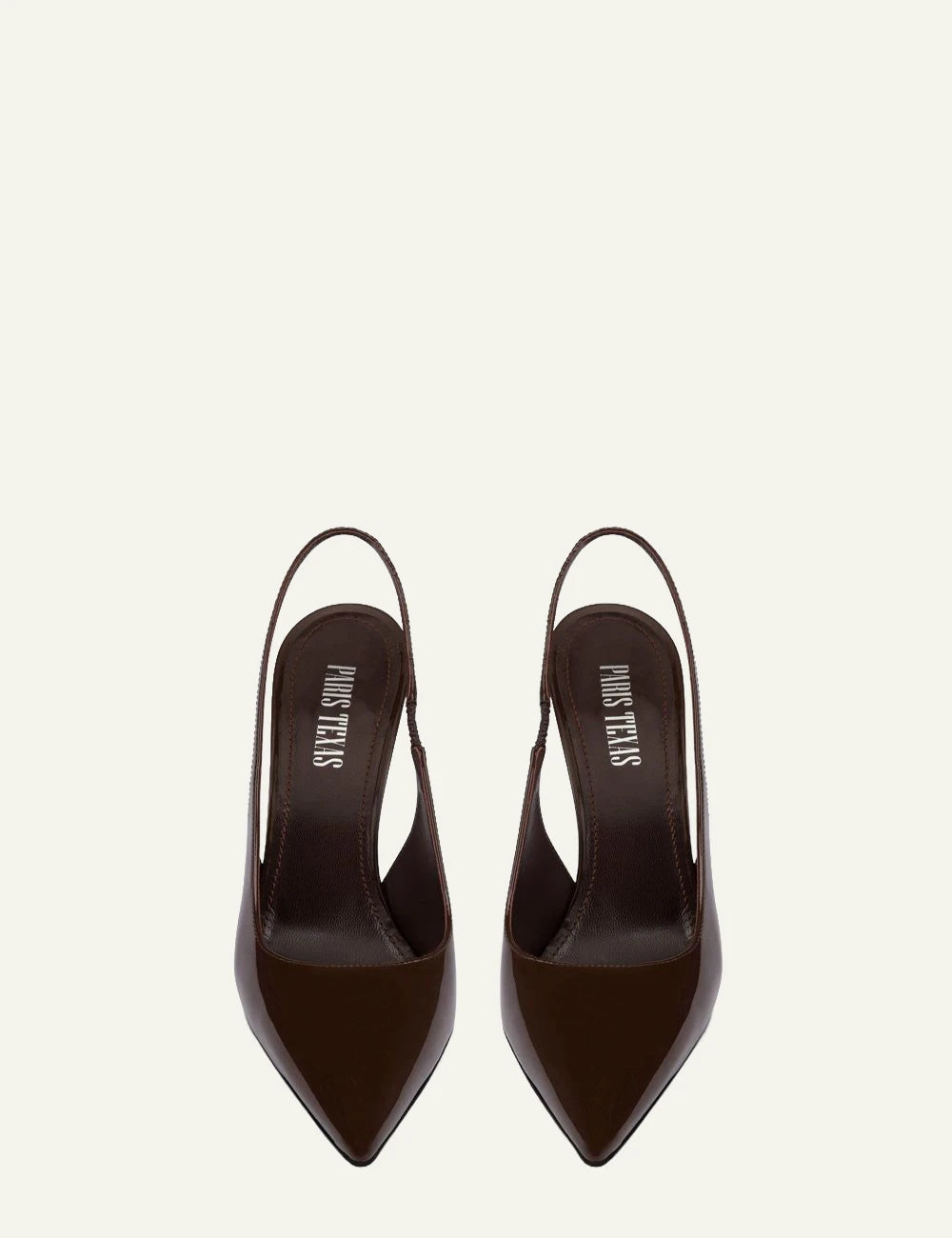 Paris Texas ebony patent leather slingback pumps with stiletto heel top