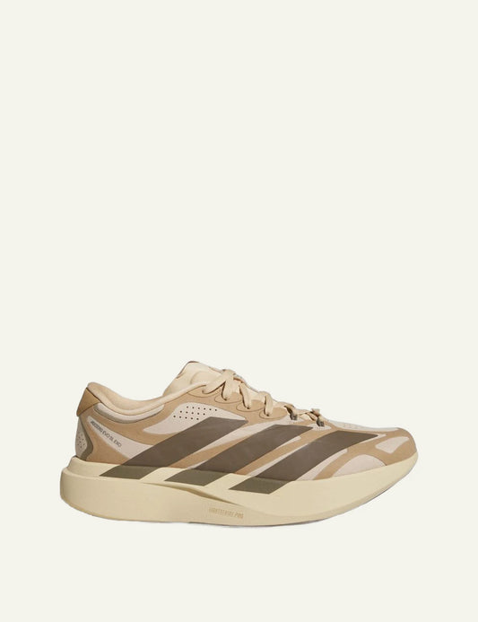 Women's adidas Originals Adizero EVO SL EXO beige running sneakers with LIGHTSTRIKE PRO midsole