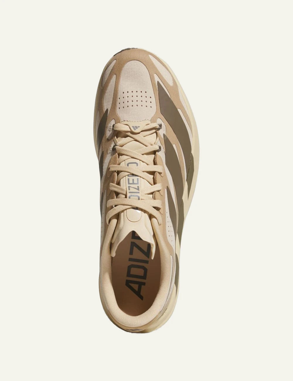 Women's adidas Originals Adizero EVO SL EXO beige running sneakers with LIGHTSTRIKE PRO midsole top