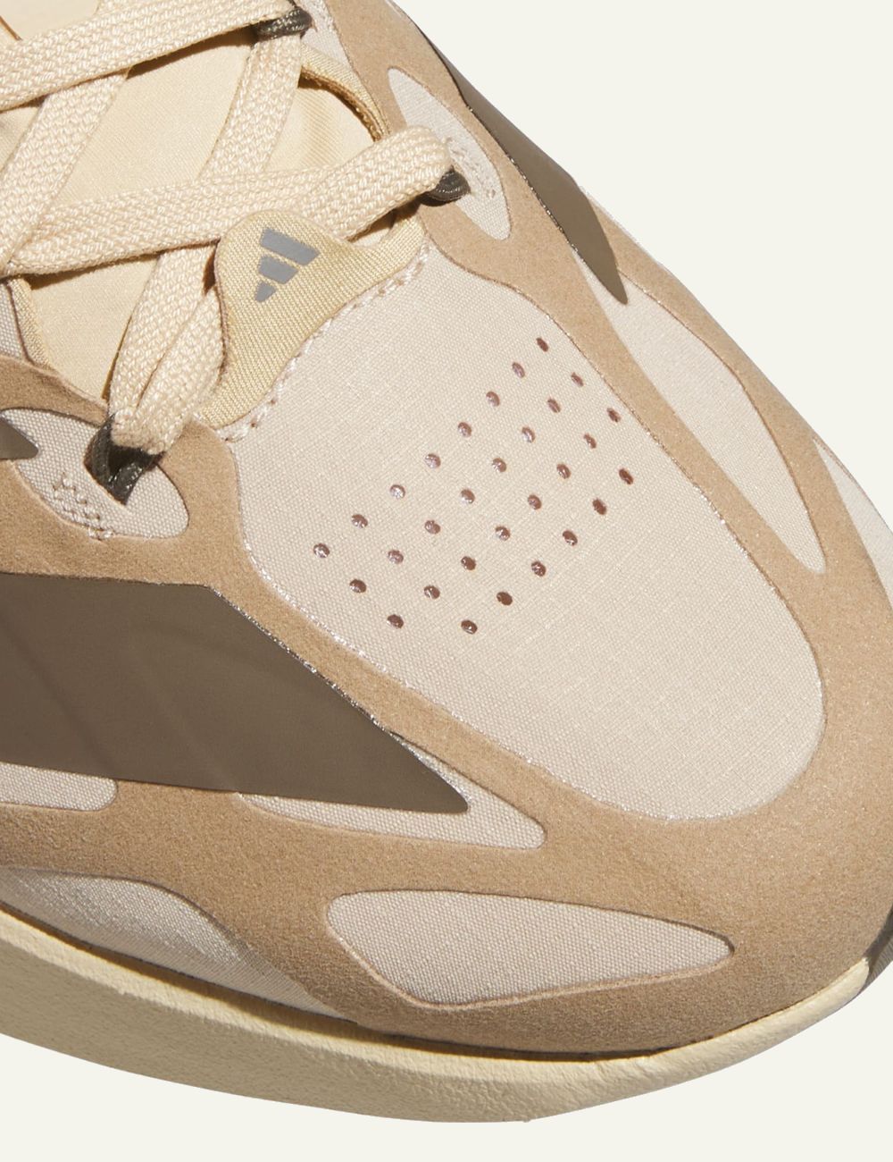 Women's adidas Originals Adizero EVO SL EXO beige running sneakers with LIGHTSTRIKE PRO midsole angled