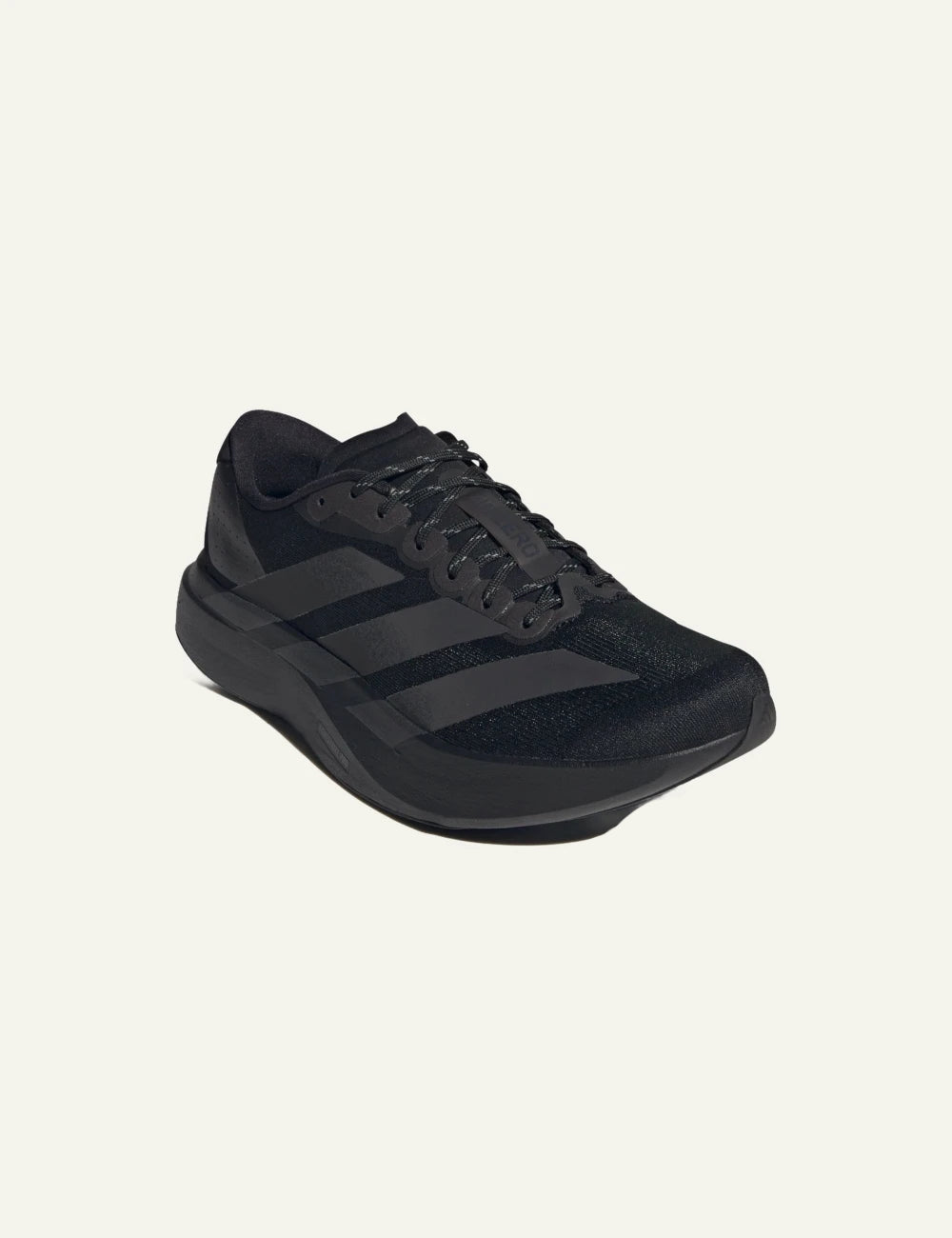 Adidas Adizero EVO SL unisex black textile sneakers front angle view