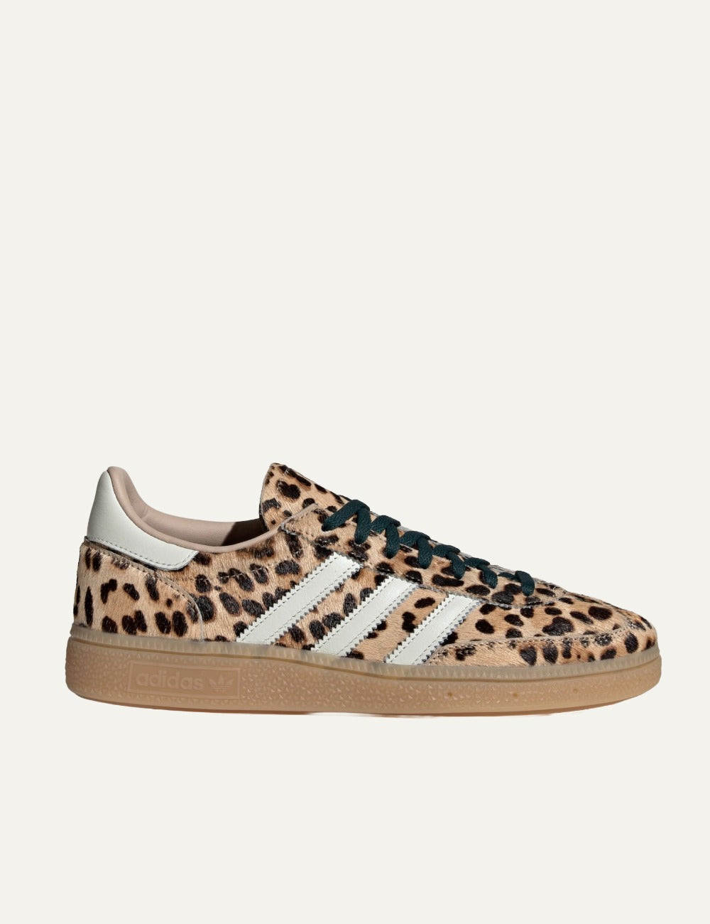 Adidas Handball Spezial leopard print sneakers beige side view