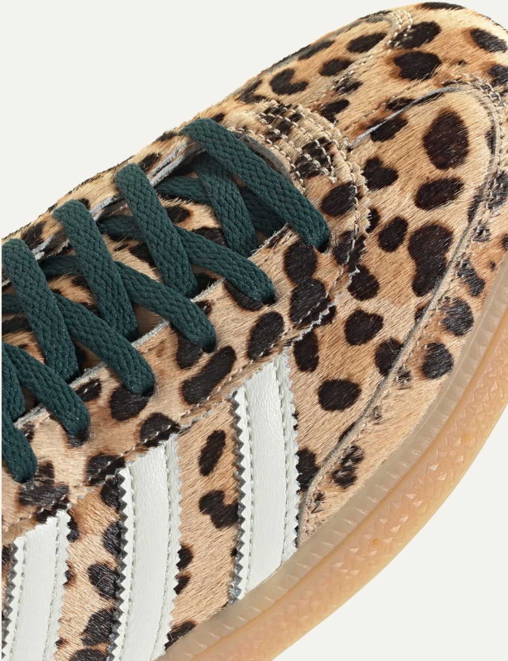 Adidas Handball Spezial leopard print sneakers beige angled detail view
