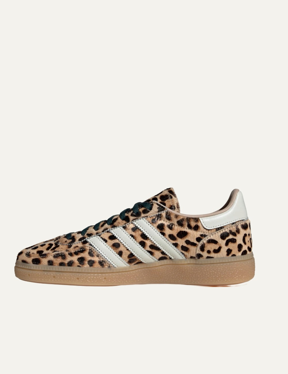 Adidas Handball Spezial leopard print sneakers beige profile view