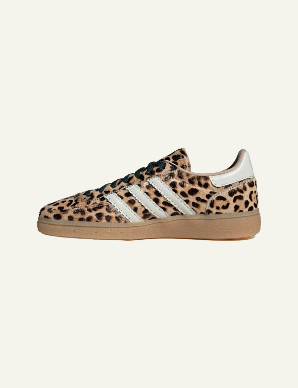 Adidas Handball Spezial sneakers leopard print Magic Beige me ivory stripes profile view