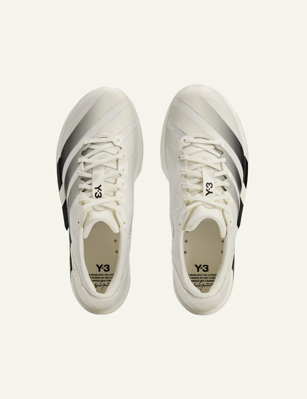 Y-3 Adios 9 sneaker off white me off white stripes top view