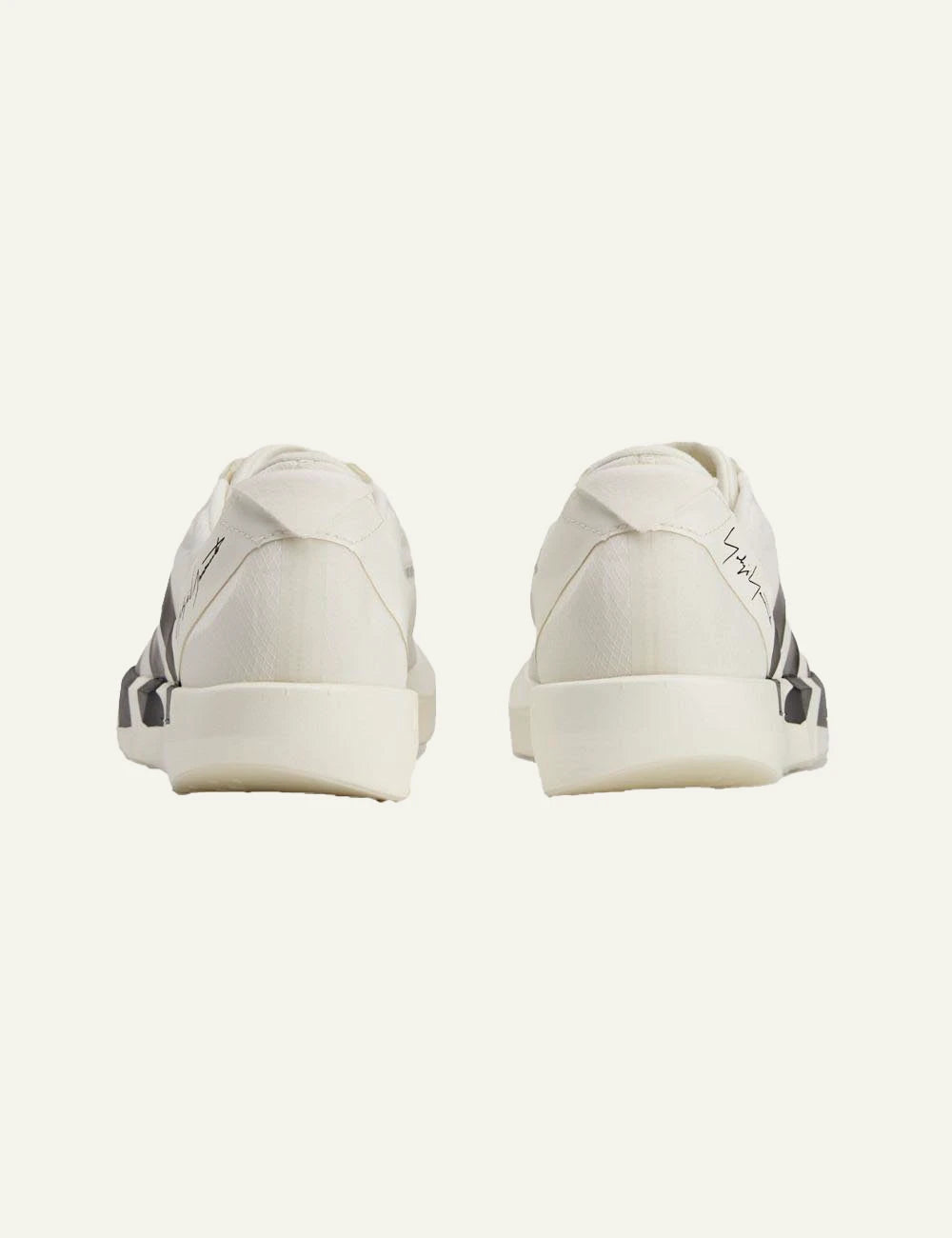 Y-3 Adios 9 sneaker off white me off white stripes back view