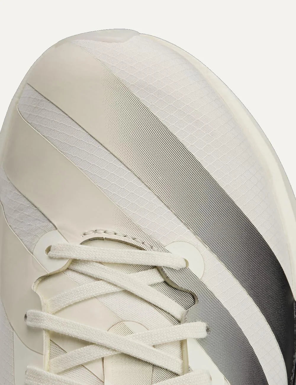 Y-3 Adios 9 sneaker off white me off white stripes angled detail view