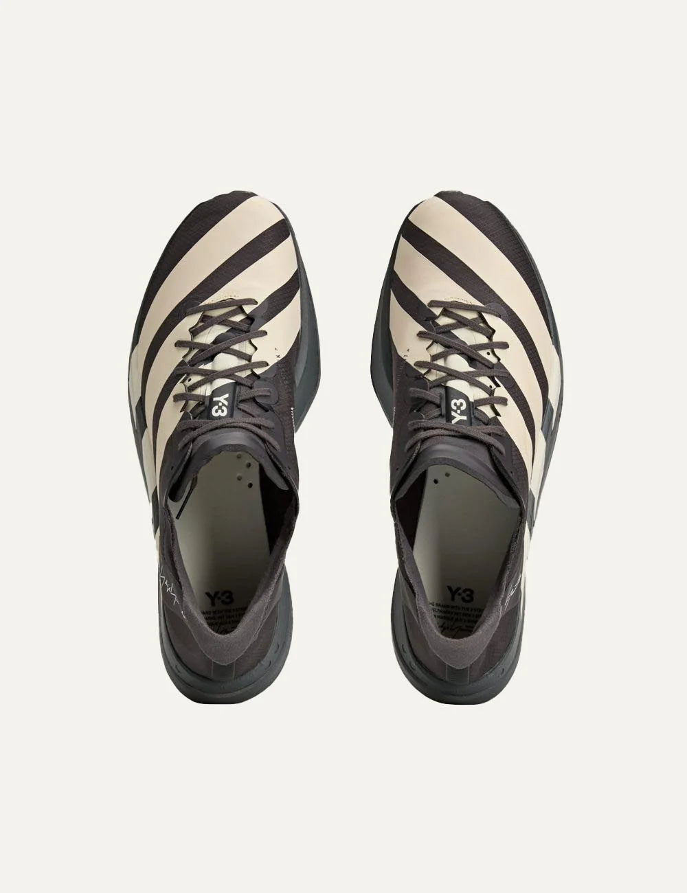 Y-3 Adios Pro 4 sneaker black me off white stripes top view