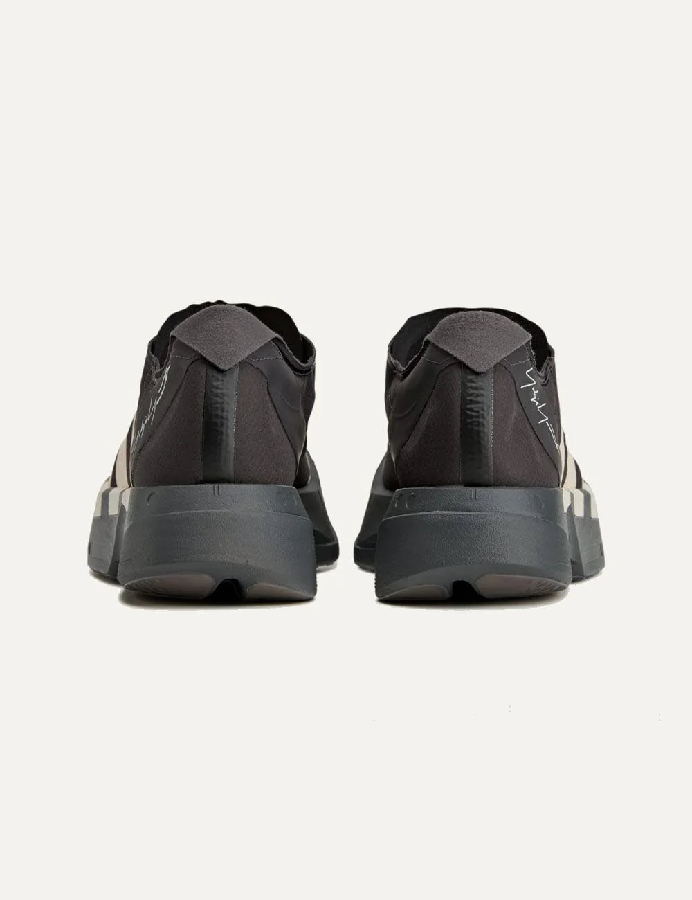 Y-3 Adios Pro 4 sneaker black me off white stripes back view