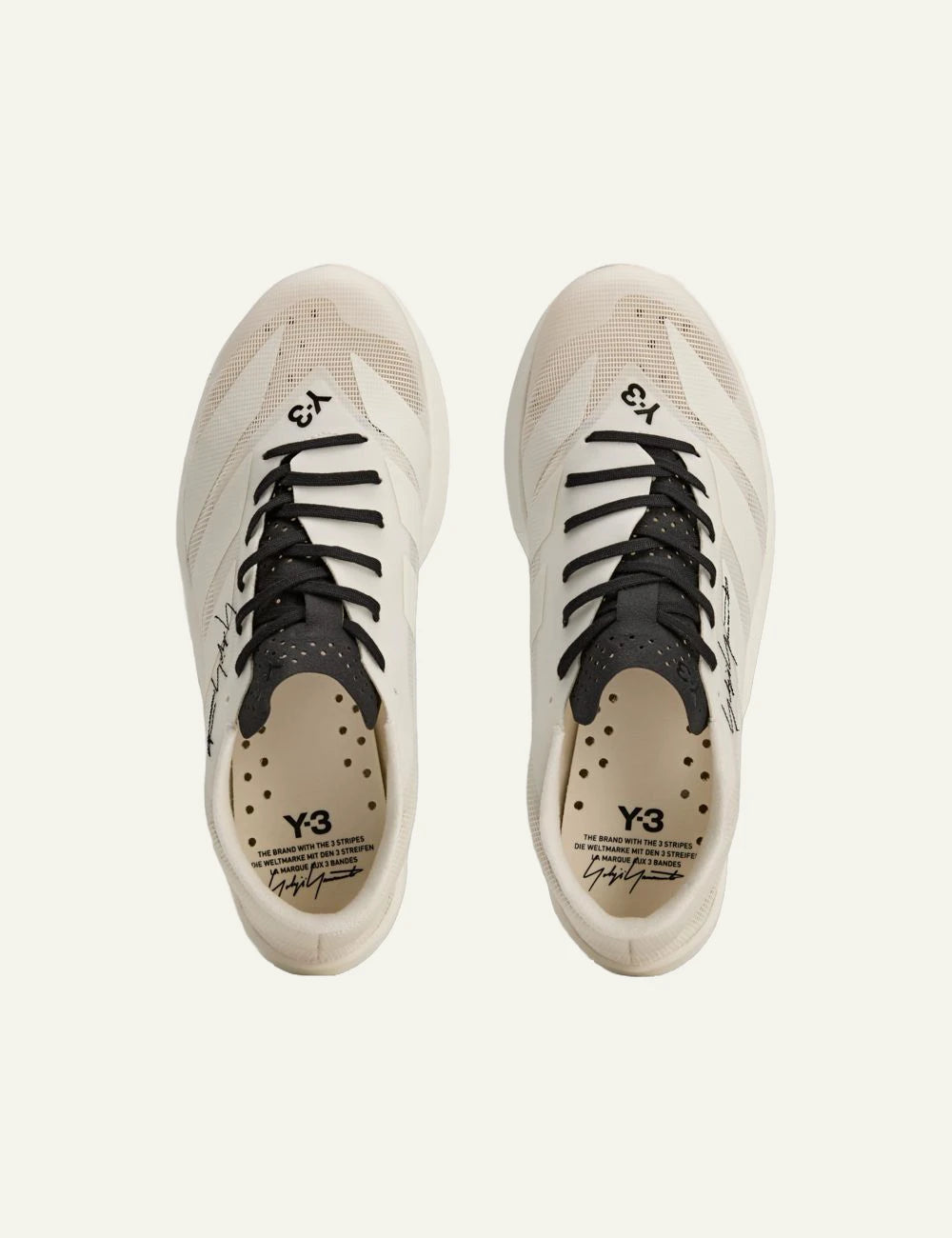 Y-3 Adizero RC6 sneaker off white me black details top view