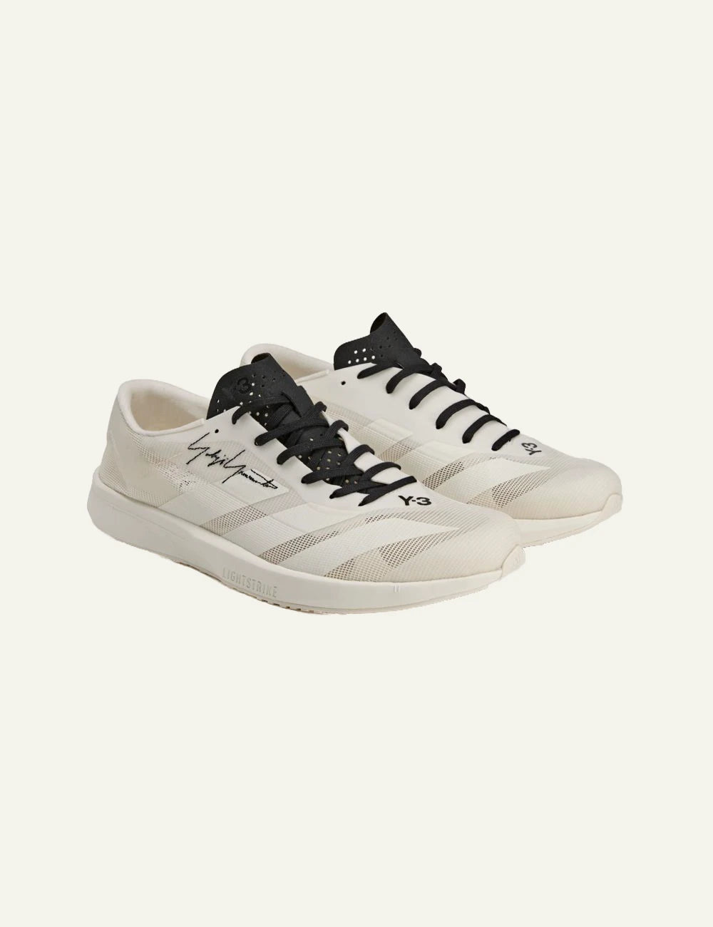 Y-3 Adizero RC6 sneaker off white me black details angled view